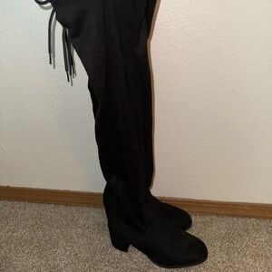 Black Suede Over-the-Knee Boots